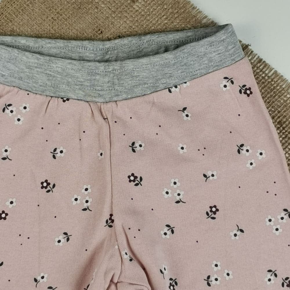 شلوار دورس دخترانه اسلش برند h and m طرح گل توکرکی صورتی رنگ — تصویر ۲