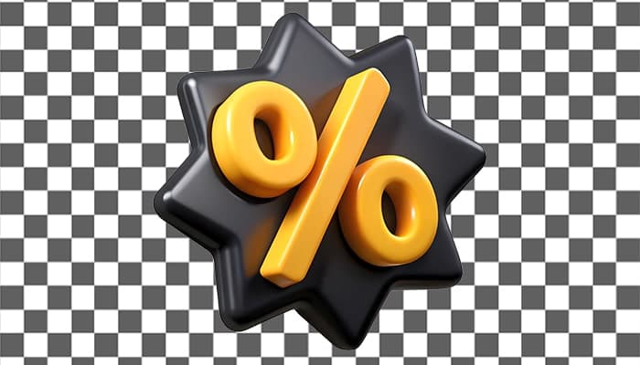 تصویر PNG آیکون سه بعدی علامت درصد و تخفیف