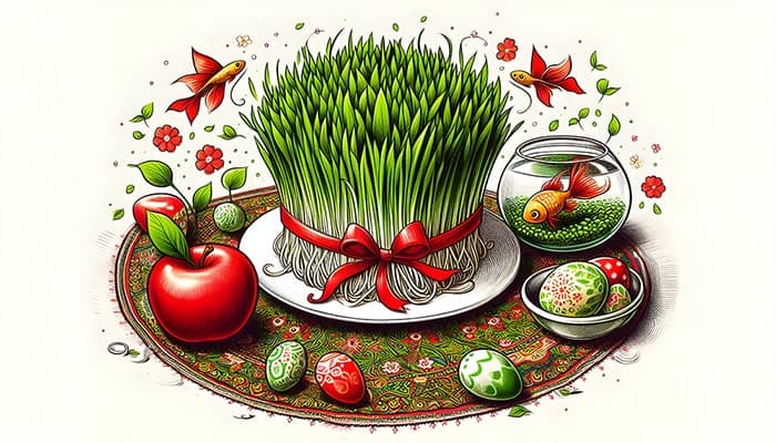 تصویر پس زمینه طرح نوروز و سفره هفت سین