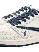 نایک ایر جردن ۱ بدون ساق تراویس اسکات استوسی لویی ویتون سفید آبی Nike air jordan 1 low Travis Scott STUSSY LV White Blue — تصویر ۸