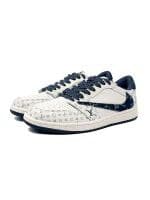 نایک ایر جردن ۱ بدون ساق تراویس اسکات استوسی لویی ویتون سفید آبی Nike air jordan 1 low Travis Scott STUSSY LV White Blue — تصویر ۷