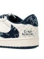 نایک ایر جردن ۱ بدون ساق تراویس اسکات استوسی لویی ویتون سفید آبی Nike air jordan 1 low Travis Scott STUSSY LV White Blue — تصویر ۳