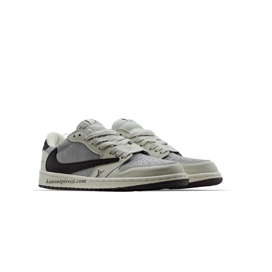 نایک ایر جردن ۱ بدون ساق تراویس اسکات لویی ویتون قهوه ای Nike air jordan 1 low Travis Scott LV Brown — تصویر ۳