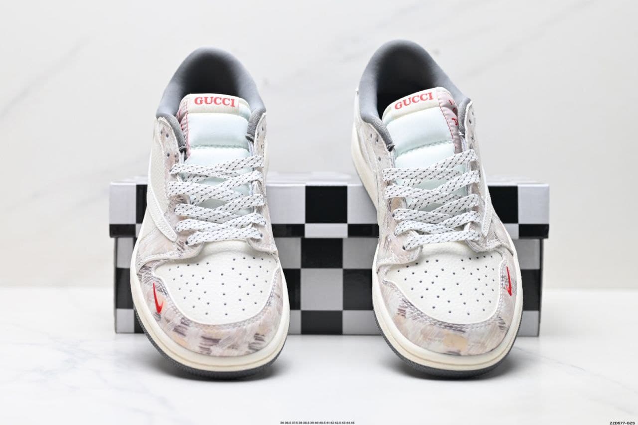 نایک ایر جردن ۱ بدون ساق تراویس اسکات گوچی سفید Nike air jordan 1 low Travis Scott Gucci white — تصویر ۷