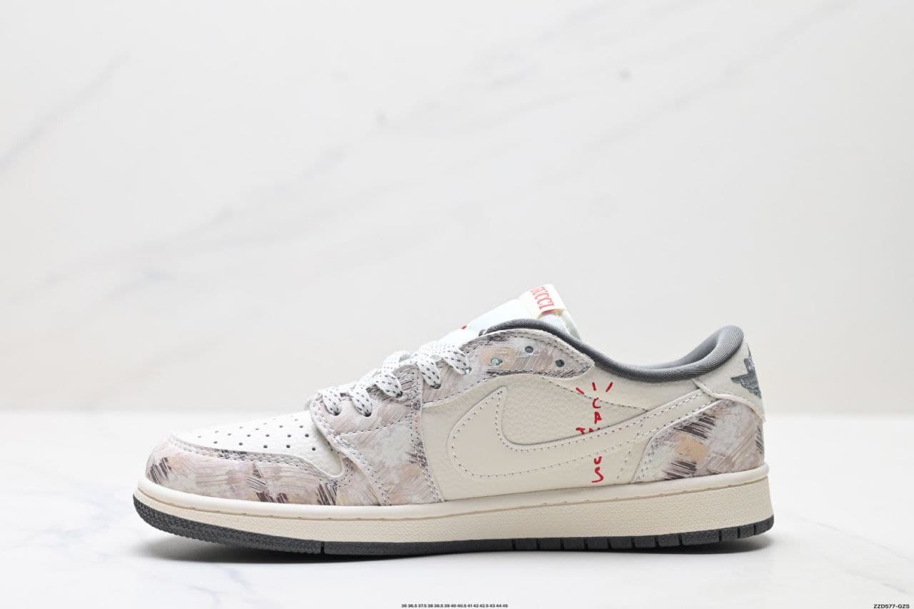 نایک ایر جردن ۱ بدون ساق تراویس اسکات گوچی سفید Nike air jordan 1 low Travis Scott Gucci white — تصویر ۲