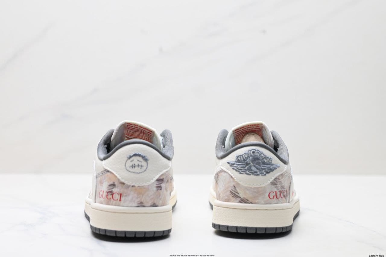 نایک ایر جردن ۱ بدون ساق تراویس اسکات گوچی سفید Nike air jordan 1 low Travis Scott Gucci white — تصویر ۸