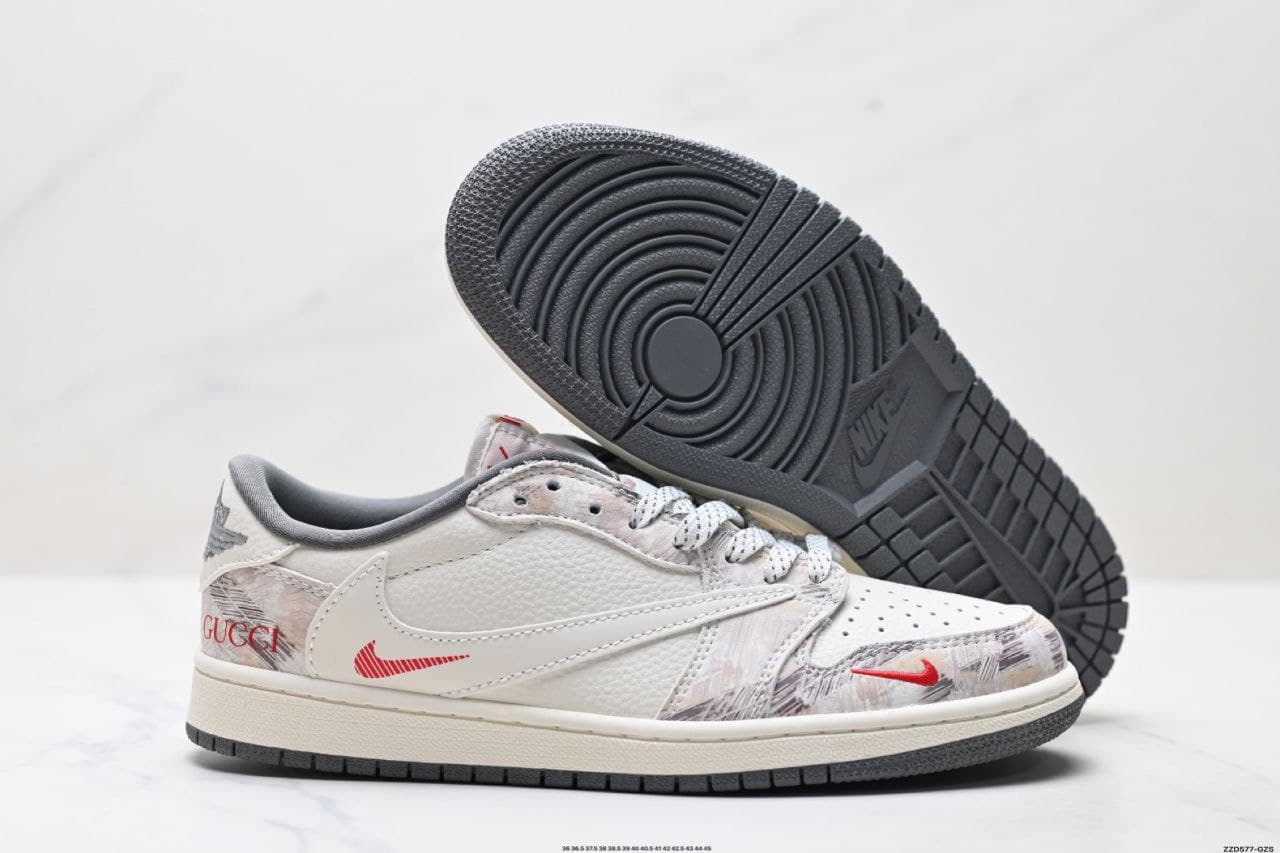 نایک ایر جردن ۱ بدون ساق تراویس اسکات گوچی سفید Nike air jordan 1 low Travis Scott Gucci white — تصویر ۳