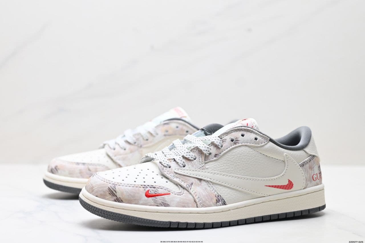نایک ایر جردن ۱ بدون ساق تراویس اسکات گوچی سفید Nike air jordan 1 low Travis Scott Gucci white — تصویر ۴
