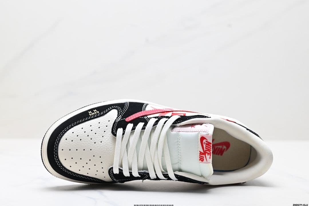 نایک ایر جردن ۱ بدون ساق تراویس اسکات کواز مشکی قرمز Nike air jordan 1 low Travis Scott Kaws Red Black — تصویر ۲