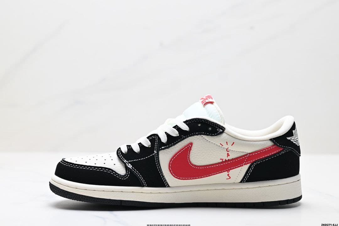 نایک ایر جردن ۱ بدون ساق تراویس اسکات کواز مشکی قرمز Nike air jordan 1 low Travis Scott Kaws Red Black — تصویر ۳