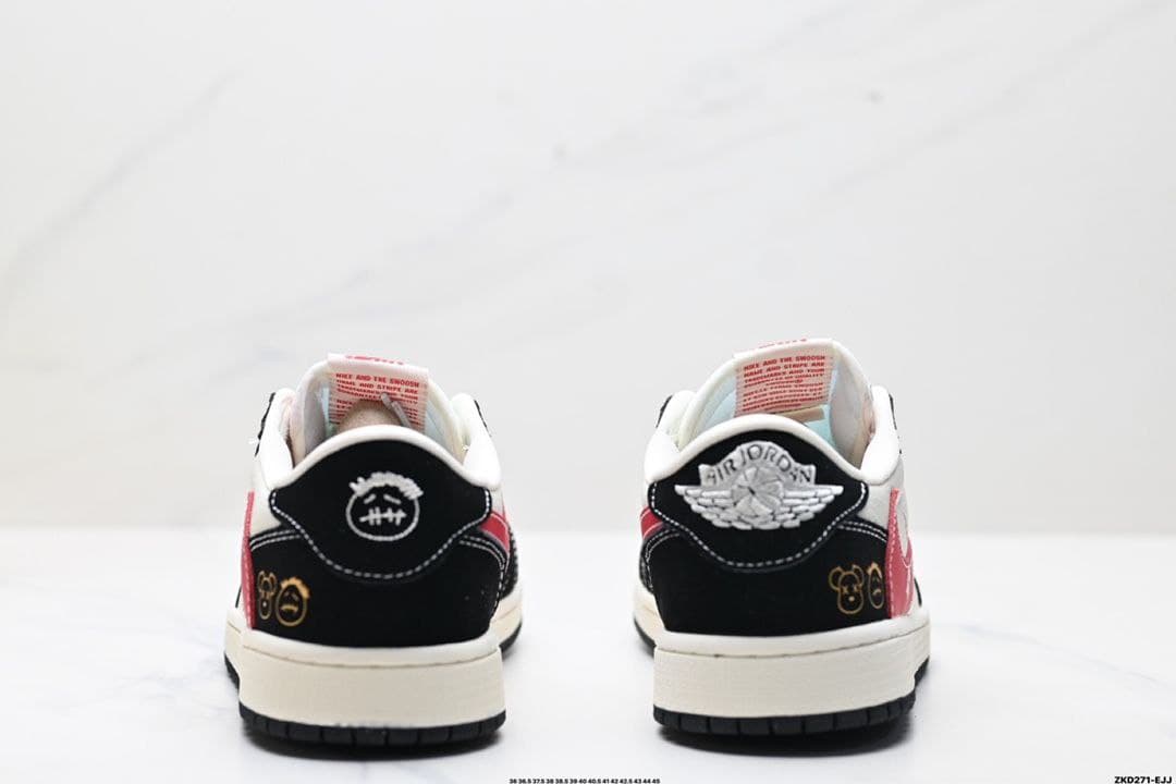 نایک ایر جردن ۱ بدون ساق تراویس اسکات کواز مشکی قرمز Nike air jordan 1 low Travis Scott Kaws Red Black — تصویر ۶
