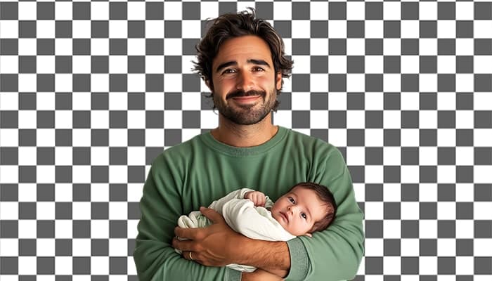 تصویر PNG پدر و نوزاد با مفهوم روز پدر