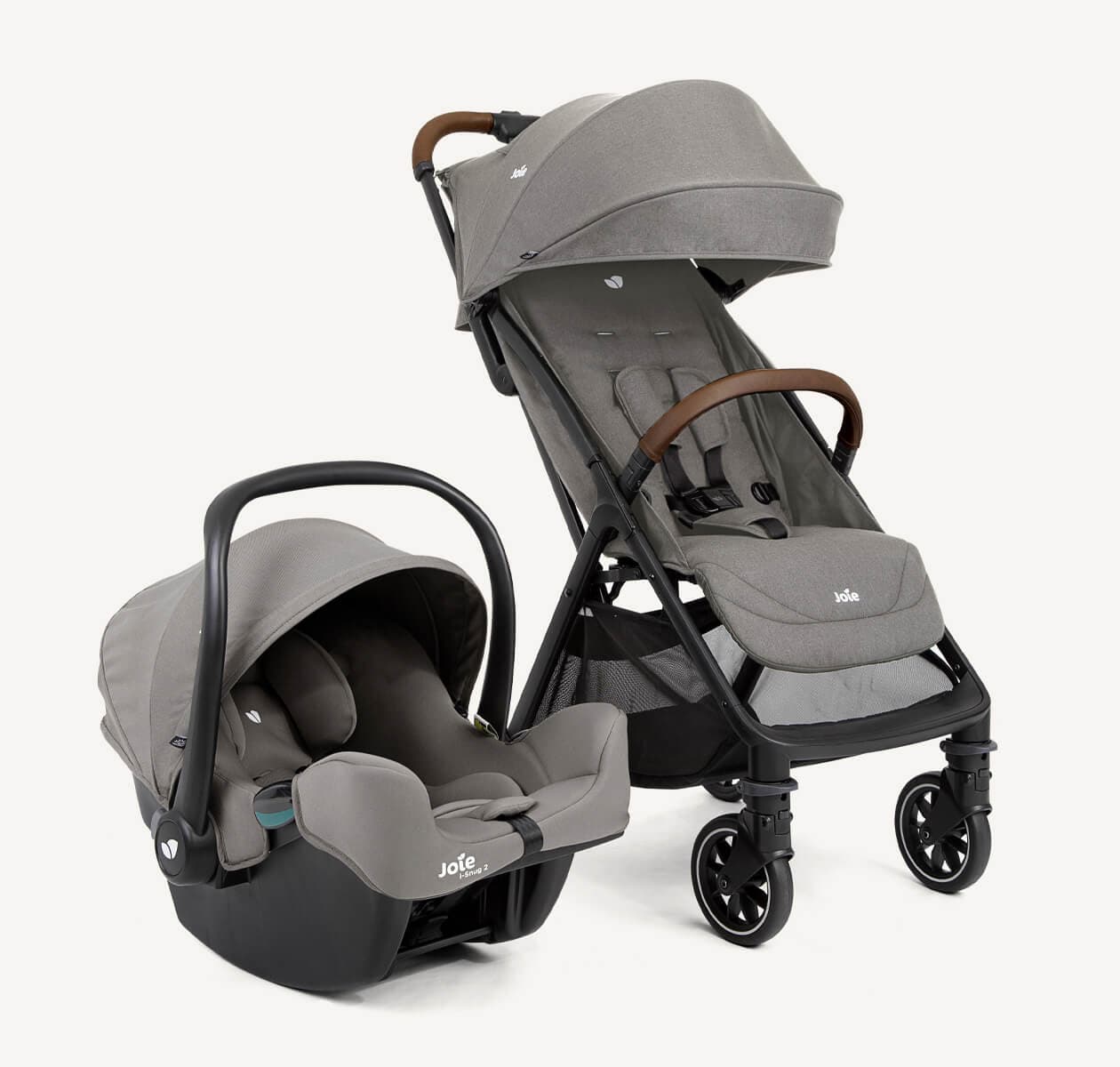 ست کالسکه و کریر پکت پرو جویی طوسی Pact pro Joie & I snug 2 pebble