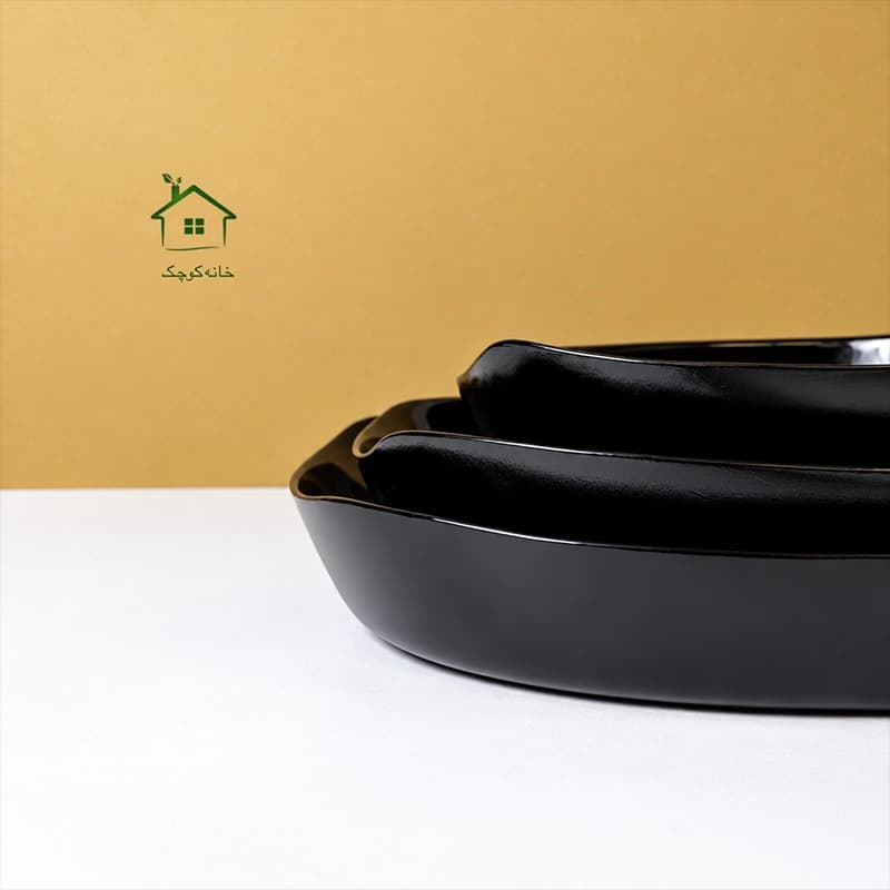 تابه 3سایز مستطیل مشکی گلدن اپال — تصویر ۲