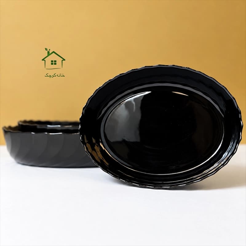 تابه 3سایز بیضی تریانون کنگره مشکی گلدن اپال