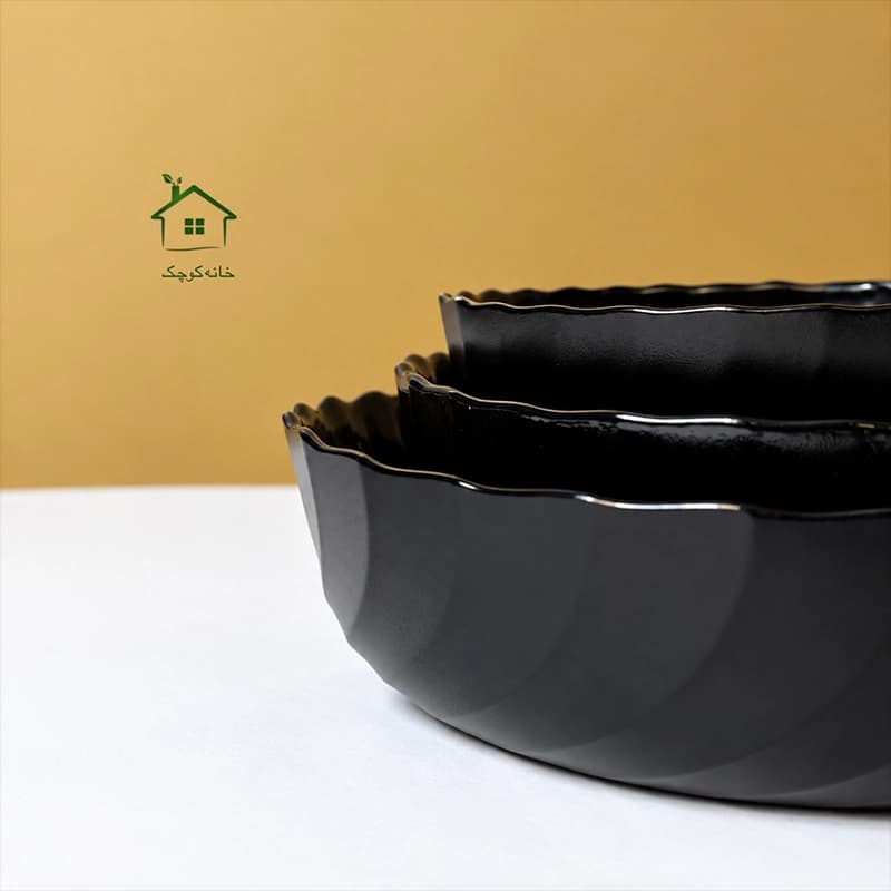 تابه 3سایز بیضی تریانون کنگره مشکی گلدن اپال — تصویر ۲