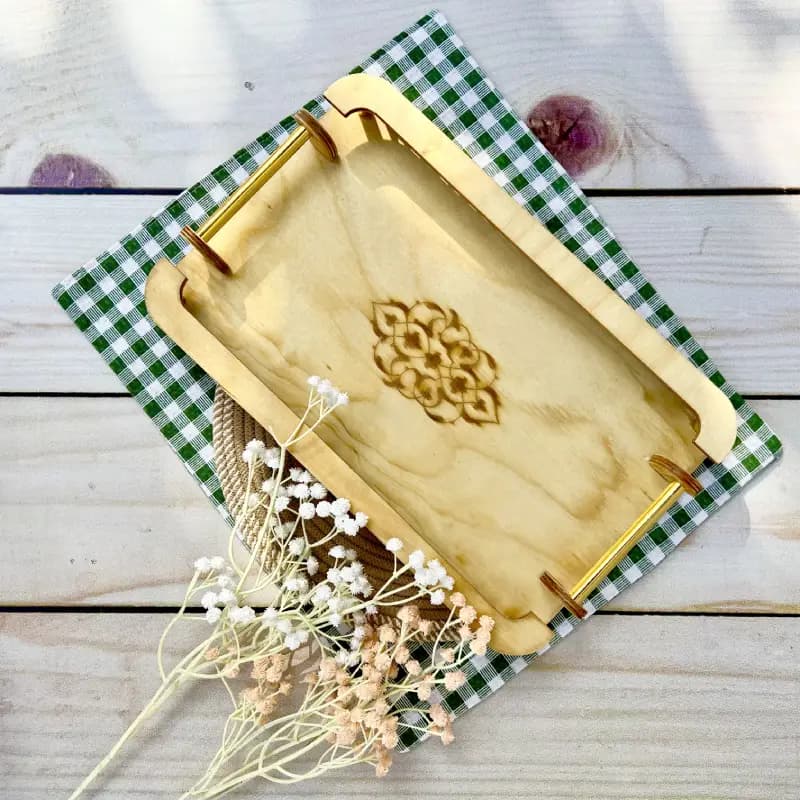سینی هیوا دور طلا چوبی — تصویر ۳