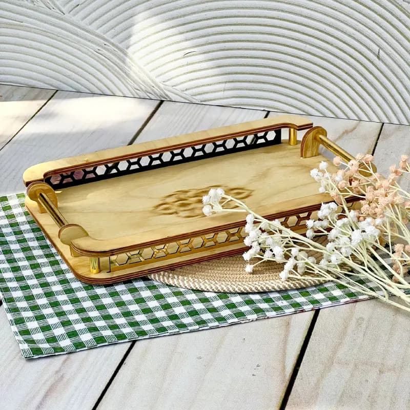 سینی هیوا دور طلا چوبی