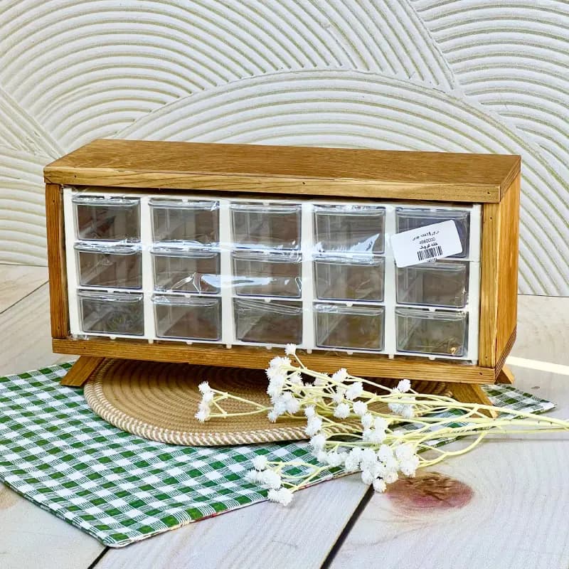 دراور 15 خانه چوبی (پایه دار)