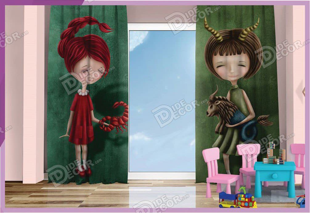 پرده پانچ مخمل چاپی کودک کد K-97