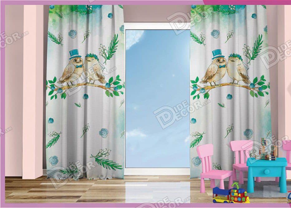 پرده پانچ مخمل چاپی اتاق خواب کودک کد K-09