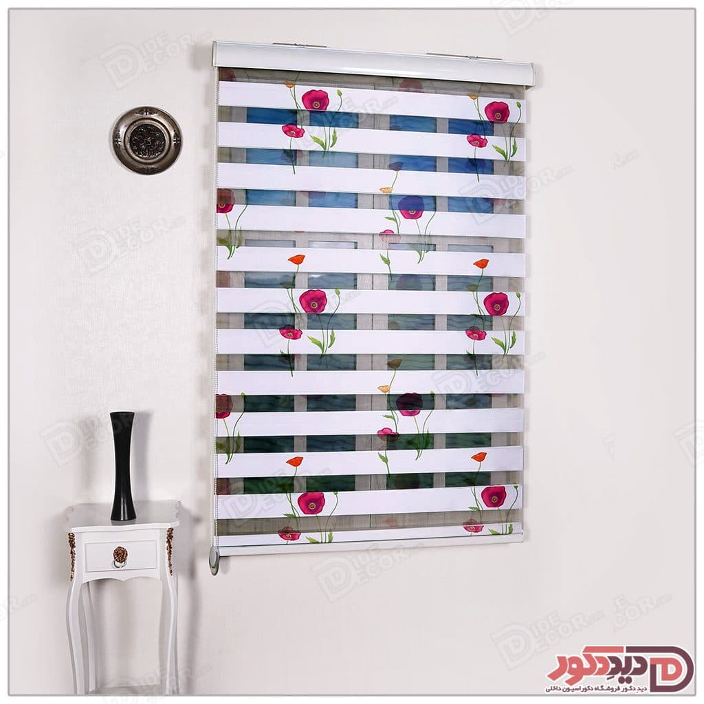 پرده زبرا ترک مدل گل دار کد S-391-1