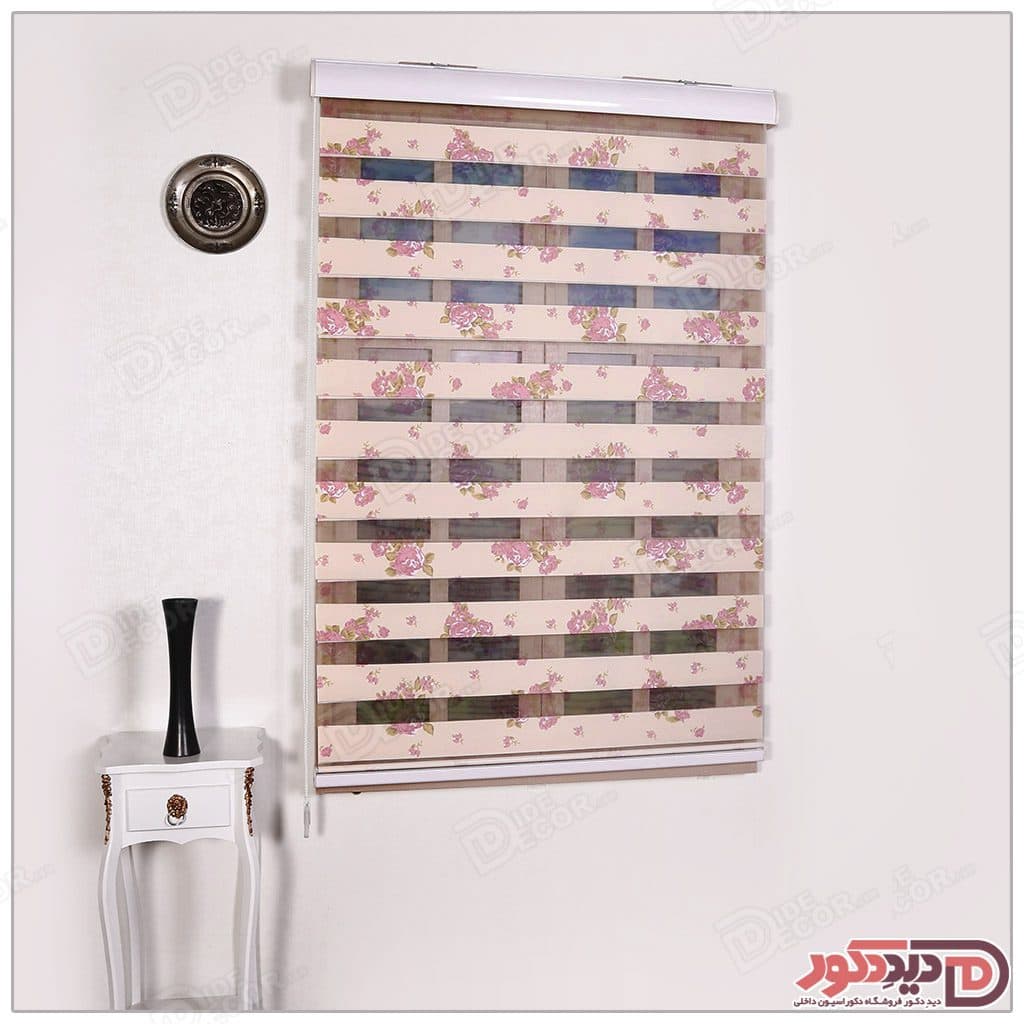 پرده زبرا ترک مدل گل دار کد S-390-1