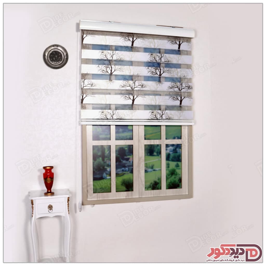 پرده زبرا ترک مدل گل دار کد H-104