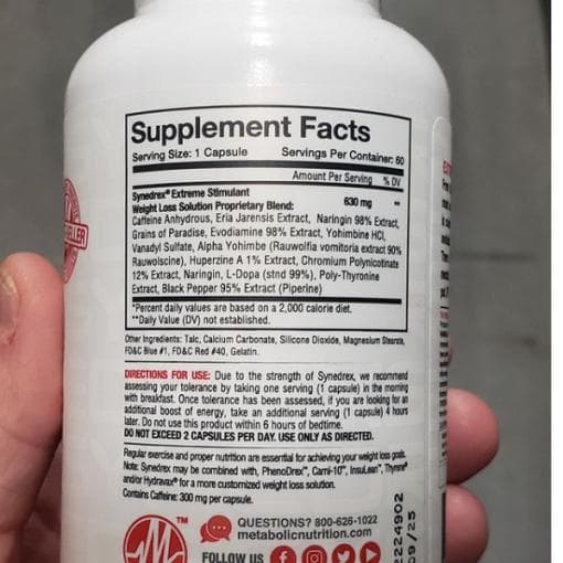 چربی سوز سیندرکس متابولیک Metabolic Nutrition Synedrex — تصویر ۴