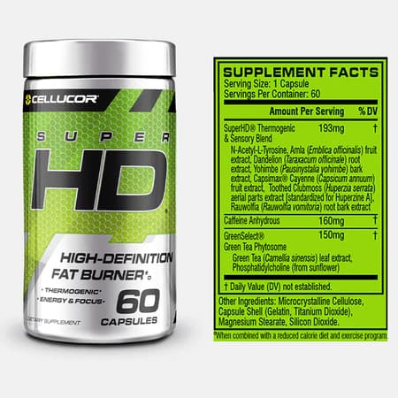 چربی سوز و ترموژنیک سوپر اچ دی سلوکور Cellucor Super HD Thermogenic — تصویر ۲