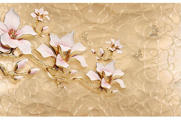 پوستر لاکچری طلایی با گل های لیلیوم کد P0419