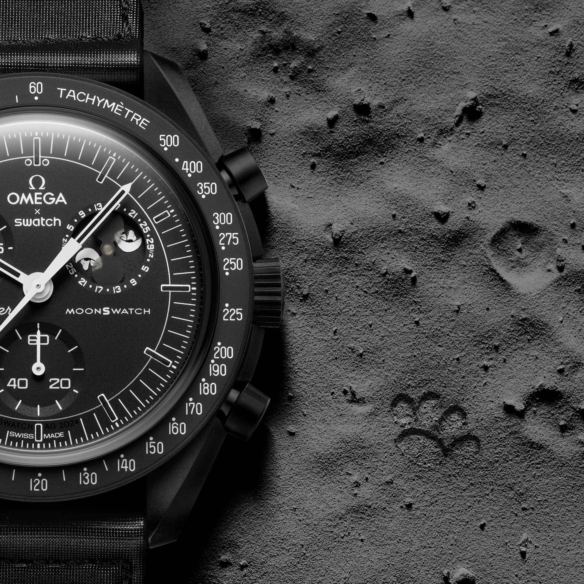 ساعت امگا سواچ مدل MISSION TO THE MOONPHASE – NEW MOON (SO33B700) — تصویر ۷