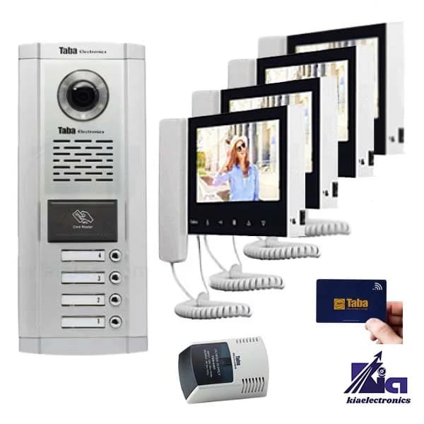 پکیج آیفون تصویری کارتی چهار واحدی تابا TVD-5-70 و پنل 1860 CR