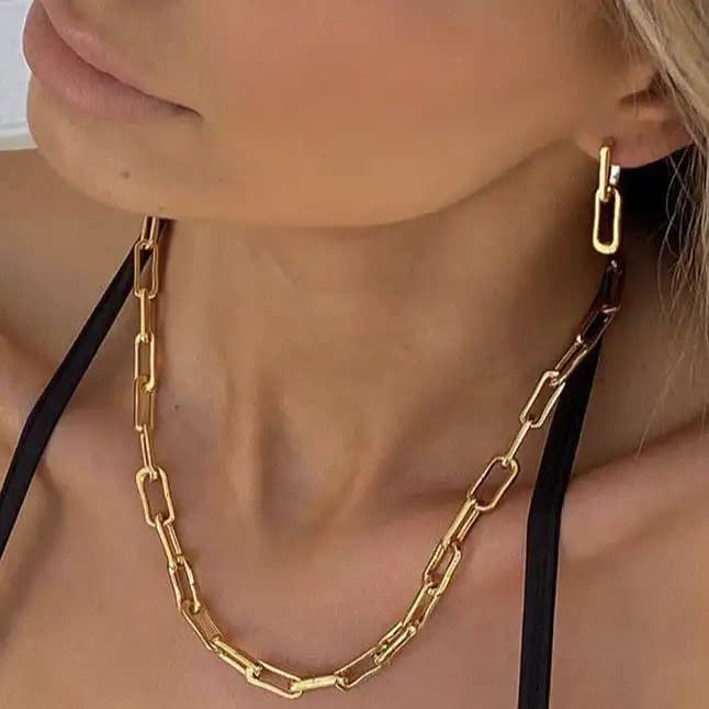 ست گردنبند و دستبند زنانه طرح تیفانی Tiffany رنگ طلایی آبکاری نقره رنگ ثابت فری سایز Freesize کد zgy — تصویر ۲