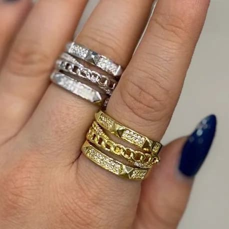 انگشتر زنانه طرح سه لاین وسط کارتیرCartier آبکاری نقره رنگ ثابت فری سایز Freesize کدzgy