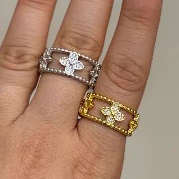 انگشتر زنانه طرح دولاین ونکلیف Vancleef در دو رنگ طلایی و نقره ای آبکاری نقره رنگ ثابت فری سایز Freesize کد zgy