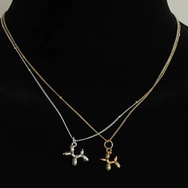 گردنبند زنانه طرح بادکنکی رنگ طلایی و نقره ای مناسب روزمره و مهمانی آبکاری درجه یک نقره ضد حساسیت و رنگ ثابت کد zgc — تصویر ۲