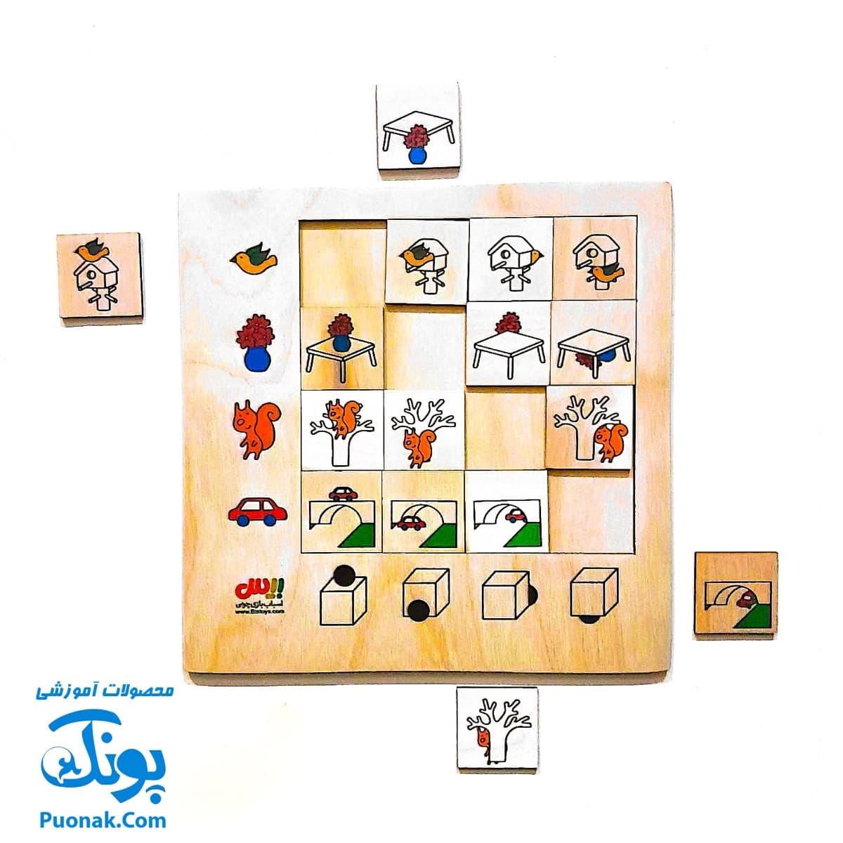 جورچین چوبی آموزش مفاهیم رو و زیر، جلو و پشت به کودکان مدل بیس — تصویر ۲