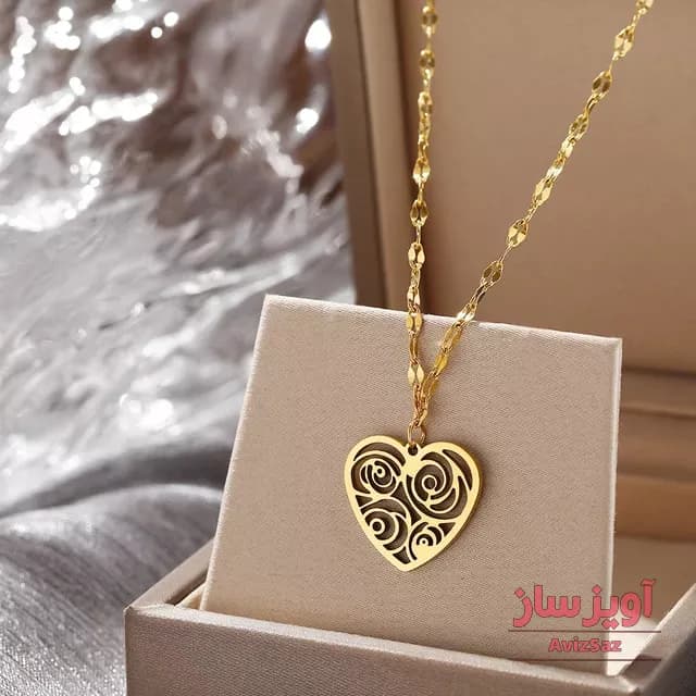 گردنبند قلب و گل کد 101042