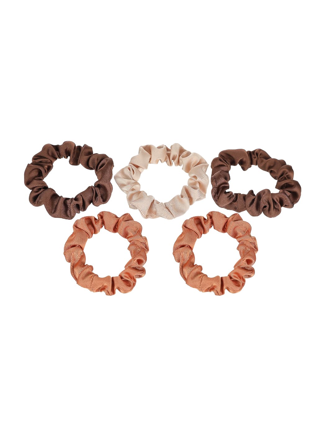 کش مو کشی مینیسو، مدل Little Hair Tie in Gradient Color، تناژ قهوایی تا بژ، 5 عددی