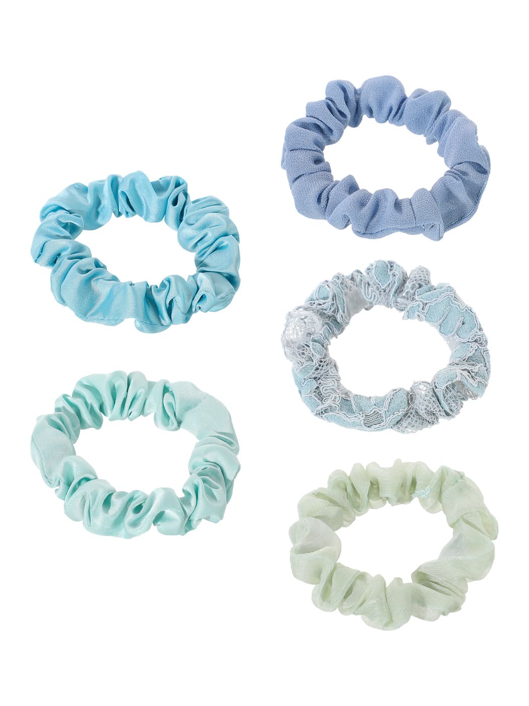 کش مو کشی مینیسو، مدل Little Hair Tie in Gradient Color، تناژ آبی، 5 عددی