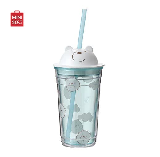 بطری در دار و نی دار مینیسو، مدل We Bare Bears- Water Bottle، ما خرسها، آبی، 480 میلی لیتر