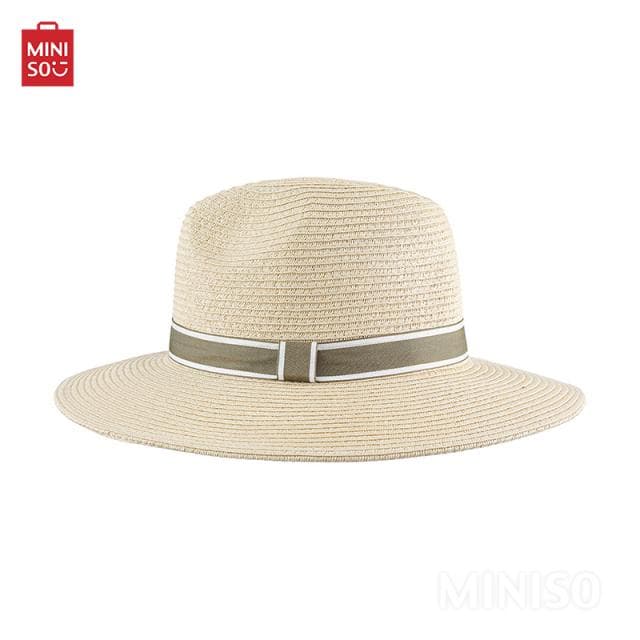 کلاه حصیری مینیسو، مدل Miniso British Style Fashion Holiday Panama Straw Hat (Creamy White)، پاناما هالیدی بریتیش، بژ، 57 سانتی متر