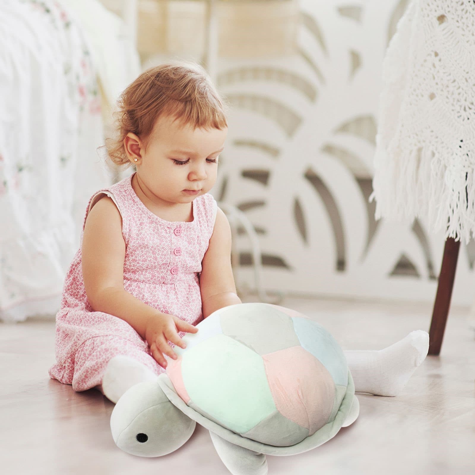 عروسک پولیشی مینیسو، طرح لاکپشت، مدل MINISO TORTUGA FELPA GRIS، سبز/خاکستری، 50سانتی متر — تصویر ۲