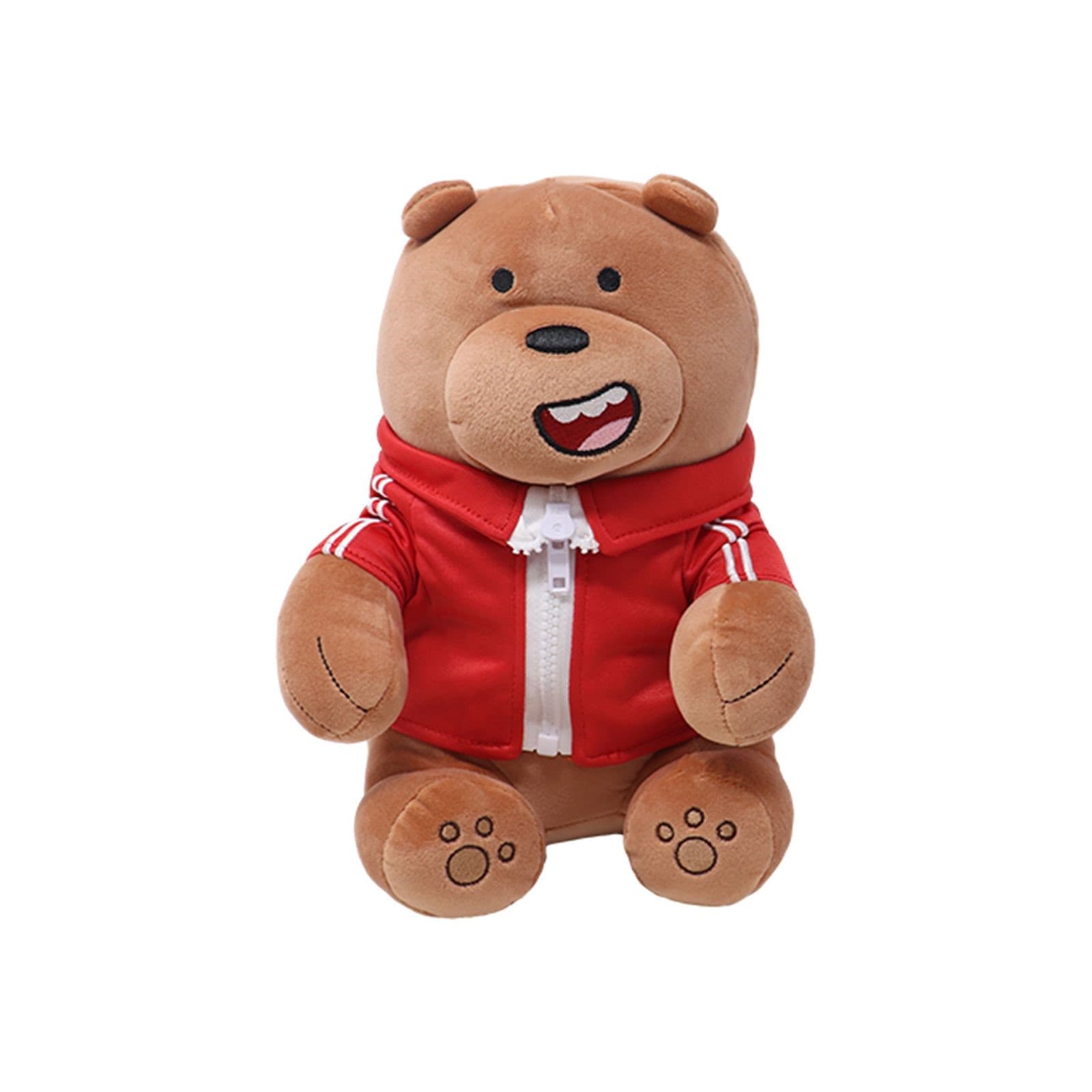 عروسک مینیسو، طرح گریزی ورزشکار ، Miniso WE BARE BEARS PLUSH BROWN PLUSH ، قهوایی، 28 سانتی متر — تصویر ۳