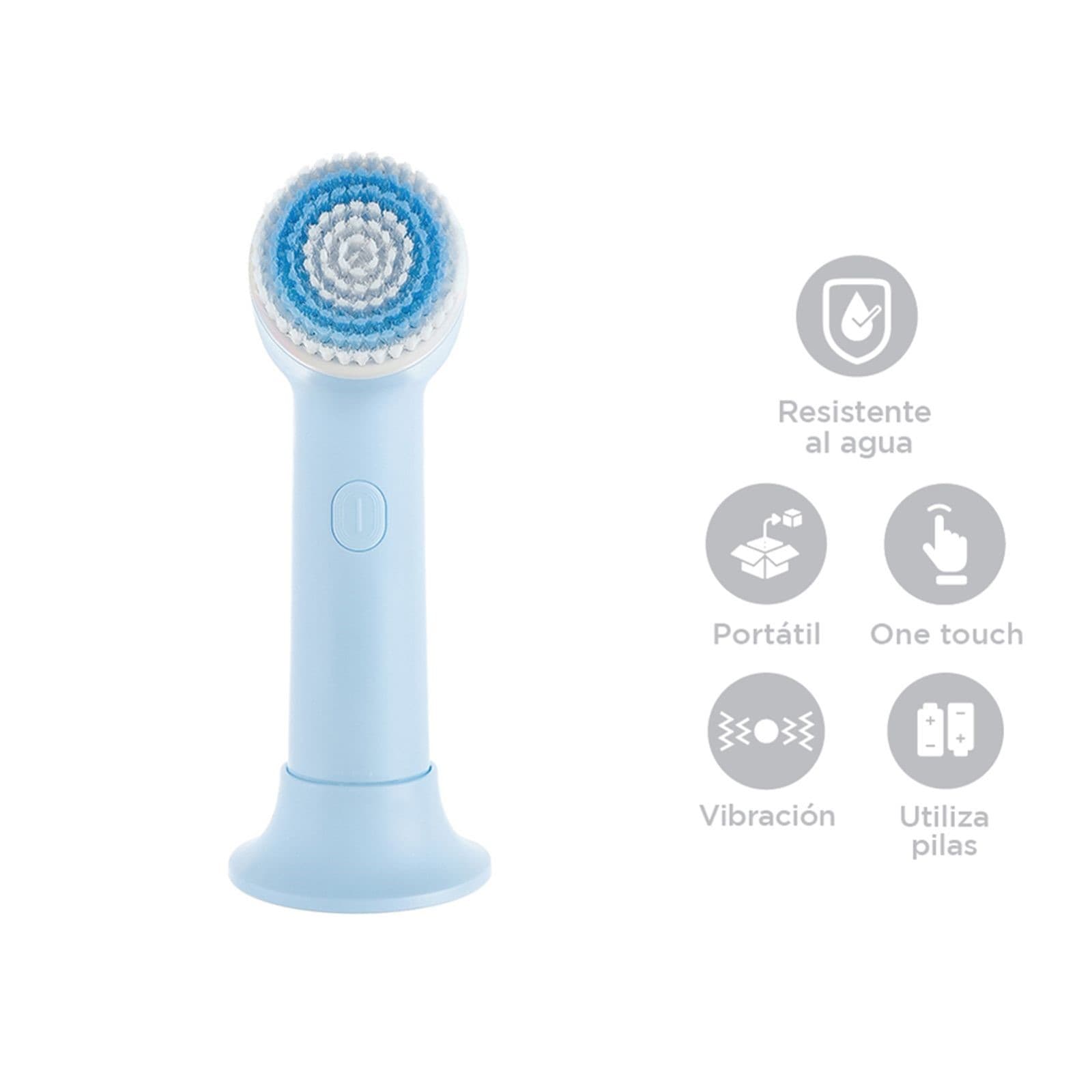 برس شستشو صورت برقی مینیسو، مدل Miniso CEPILLO LIMPIADOR FACIAL، آبی، 2 باتری AA — تصویر ۳