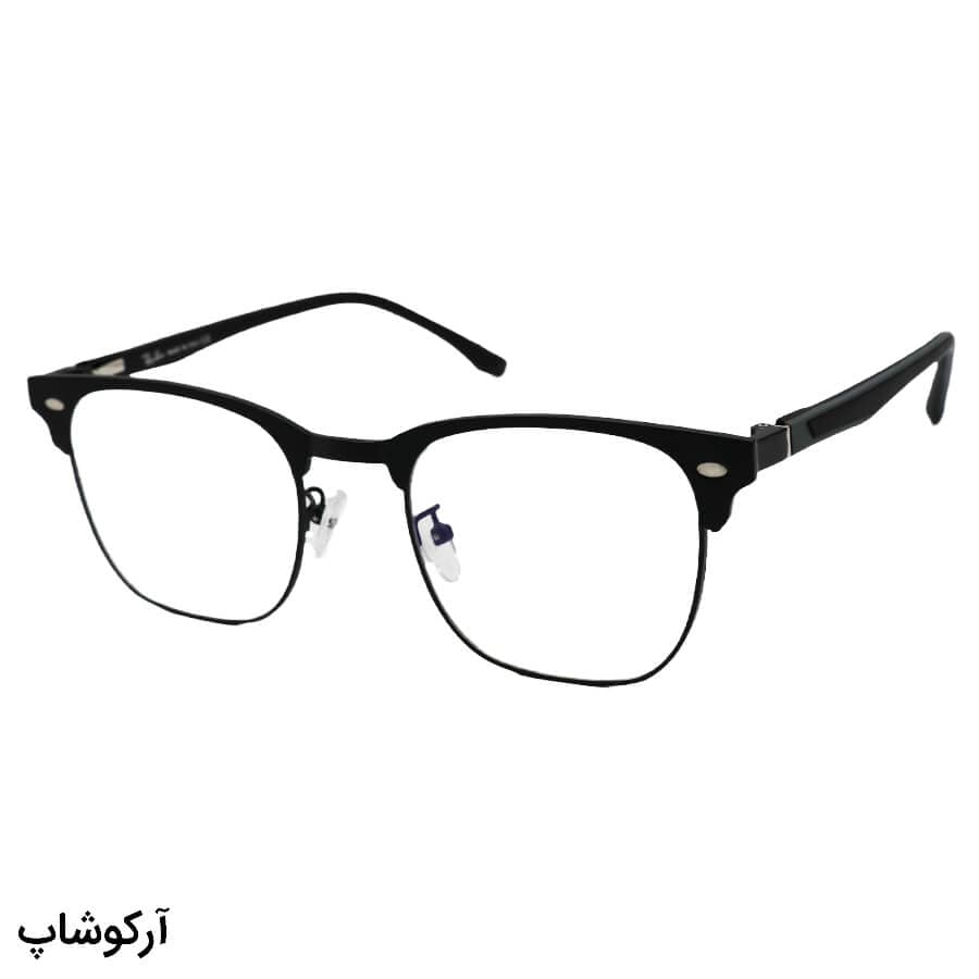 فریم عینک طبی 2 کاوره با فریم رنگ مشکی، مربعی شکل، از جنس آلومینیوم و دسته فنری مدل 7027 — تصویر ۲