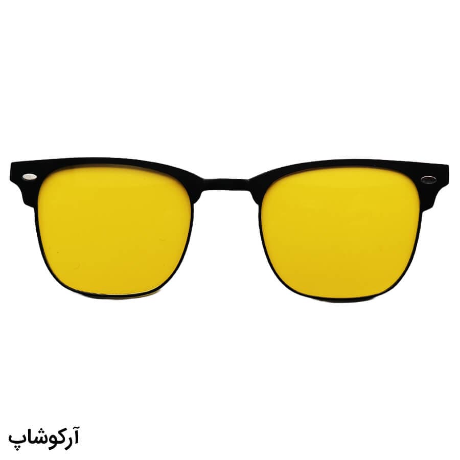 فریم عینک طبی 2 کاوره با فریم رنگ مشکی، مربعی شکل، از جنس آلومینیوم و دسته فنری مدل 7027 — تصویر ۳