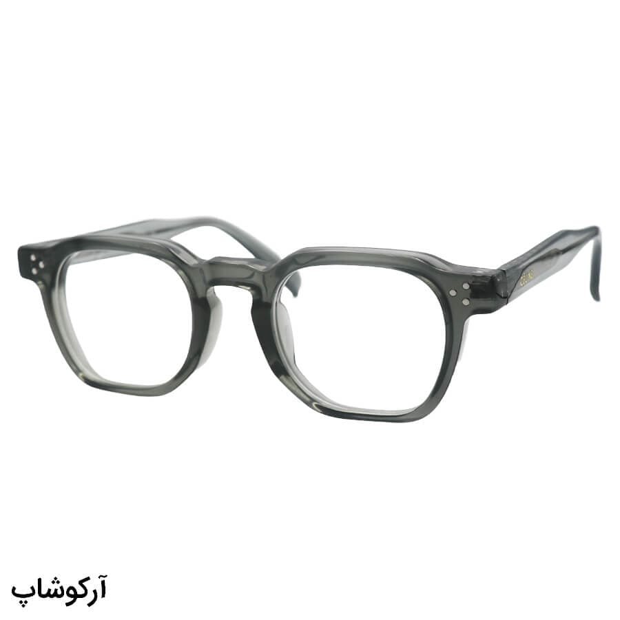 عینک طبی Celine با فریم فتوکرومیک، مربعی شکل، رنگ طوسی، دسته سیمدار و رنگ ثانویه (طوسی تیره) مدل 52608