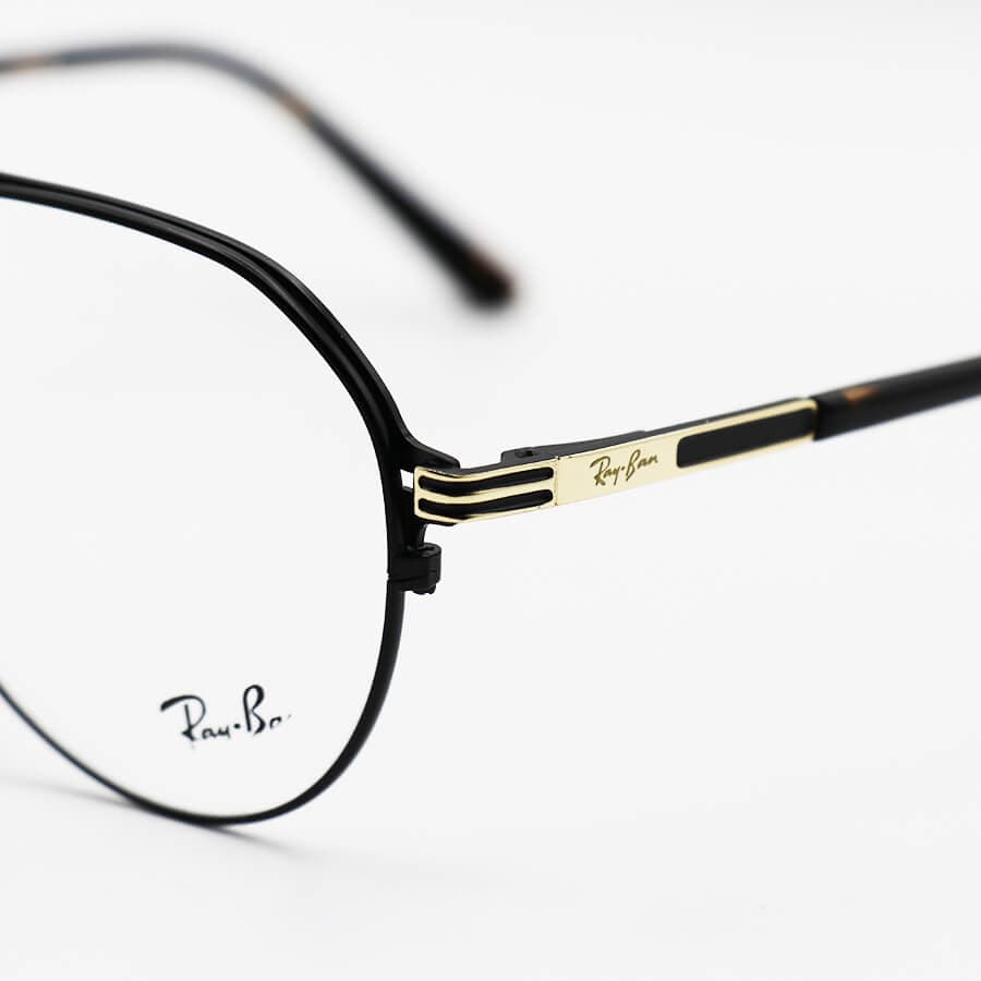 عینک طبی Ray-Ban با فریم مشکی، شکل خلبانی، از جنس فلزی و دسته رنگ هاوانا و لولا فنری مدل 62293 — تصویر ۶